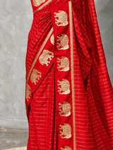 Red Chanderi silk cotton Saree - PBRFA2F