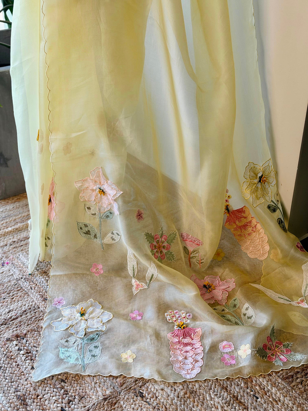Pastal Yellow Pure Organza sareesaree -PBR11