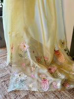 Pastal Yellow Pure Organza sareesaree -PBR11