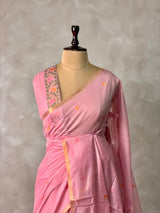 Pink Chanderi silk cotton Jamdani woven saree- PBRJ22