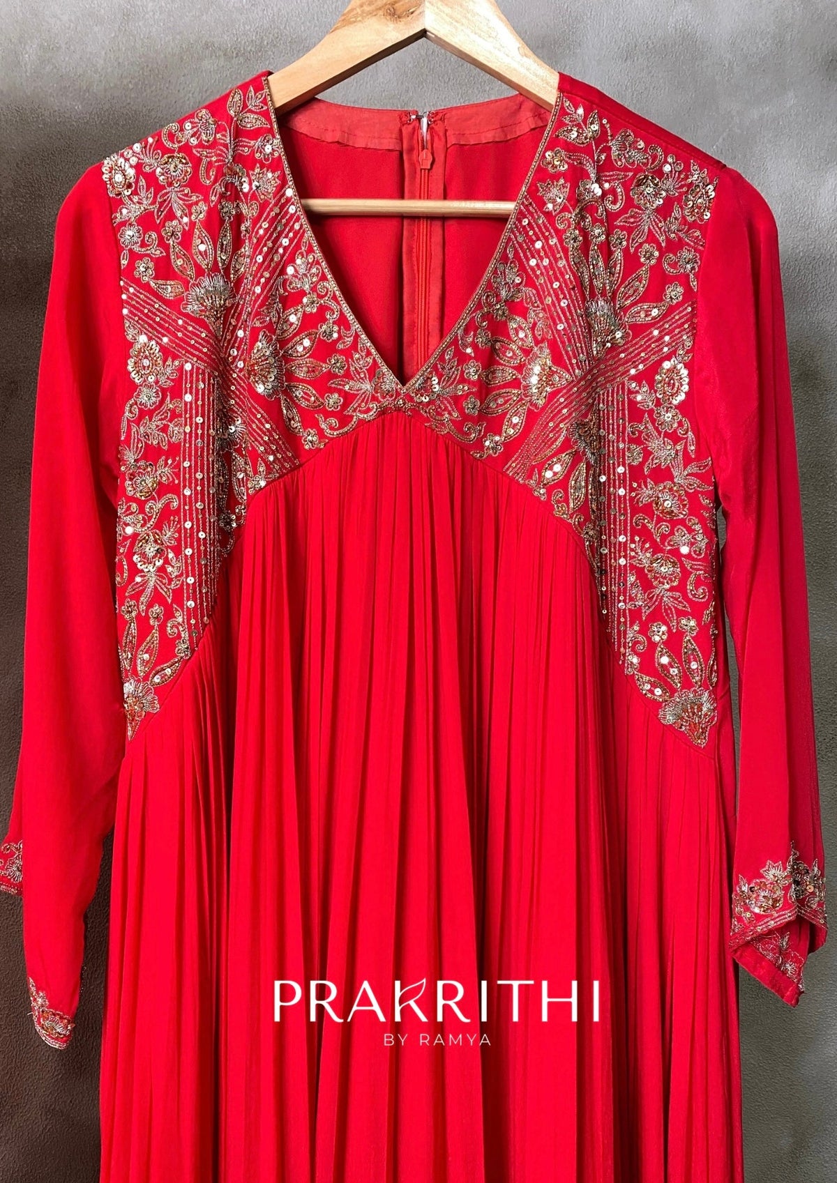 Red crepe silk salwar set - SNL37