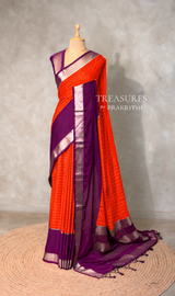 Orange and Purple Crepe silk saree- PBRSB4D