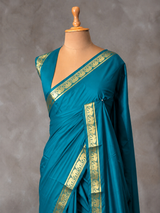 Blue mysore crepe Silk Saree - PBRMJ1O