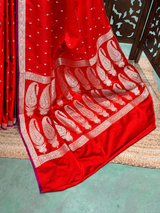 Red Mashru Banarasi silk Saree - PBRRAH2A