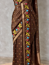 Brown Banarasi crape silk saree - PBRNAK3B