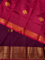 Wine and purple semi kanchipuram soft silk saree - PSSN1