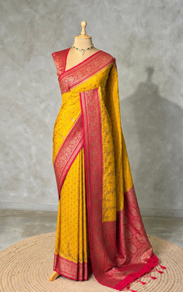 Yellow and rani pink Georgette saree- PBRSB1I