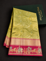Pastal Green and Rani Tissue Kanchipuram saree- PBRIDEL9