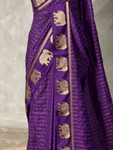 VioletChanderi silk cotton Saree - PBRFA2A