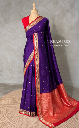 Violet and Red Silk saree - PBRZU14E