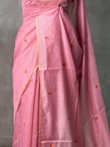 Pink Chanderi silk cotton Saree Jamdani woven - PBRJ1