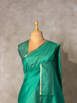 Teal Green semi tusser silk saree - PBRSS3D