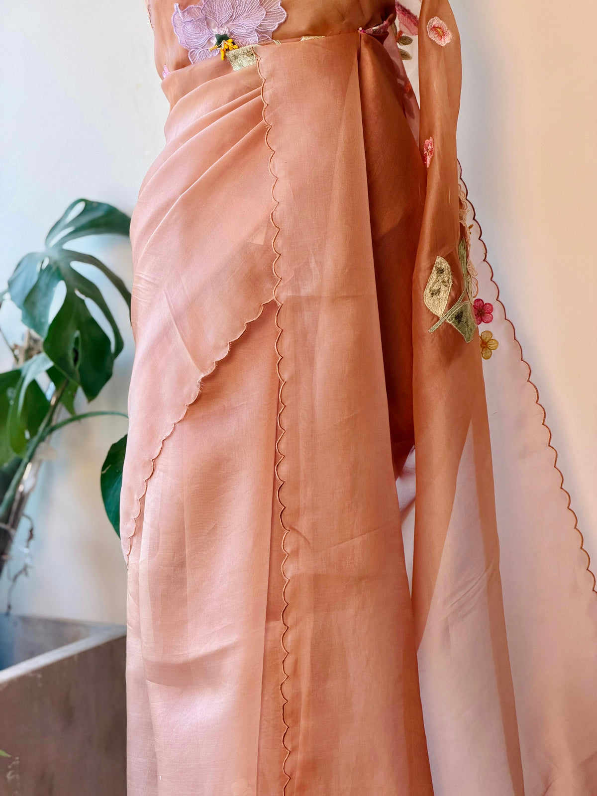 Earthy Peach Pure Organza sareesaree -PBR11A