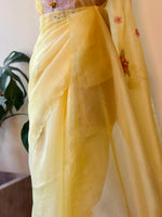 Pastal Yellow Pure Organza sareesaree -PBR11