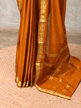 Dark Mustard Yellow mysore crepe Silk Saree - PBRMJ1N