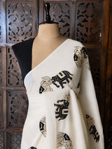 Off white Chanderi cotton silk saree - PBR67