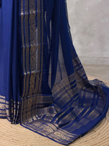 Navy Blue mysore crepe Silk Saree - PBRMJ10F