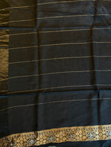 Black Banarasi Crape silk saree - PBRHC5