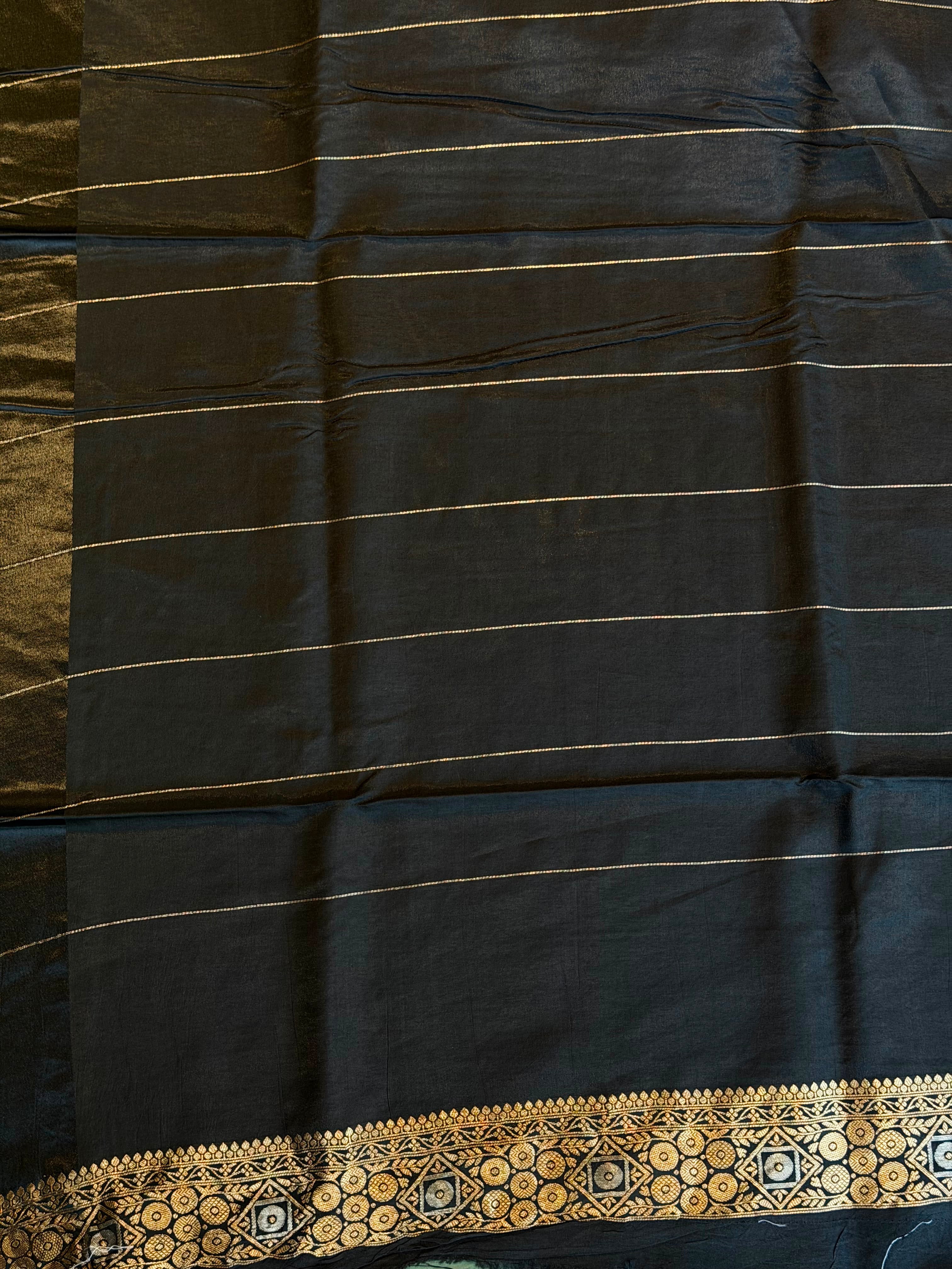 Black Banarasi Crape silk saree - PBRHC5