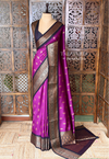 Magenta and black Silk saree - PBRZU12C