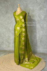 Olive Green crape silk saree - PBRNAK2H