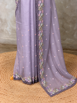 Lavender Organza Designer saree- PBRCK7B