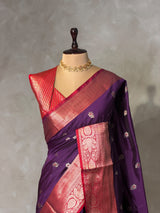 Dark wine and Red Silk saree - PBRZU7B