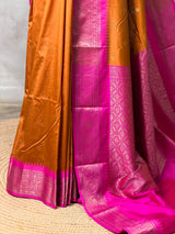 Copper rust and Magenta Silk saree - PBRZU3E