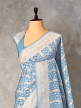 Light Blue Banarasi Georgette Saree - PBRH2DN3