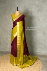 Maroon and Olive green Crepe silk saree- PBRSB4K