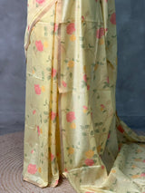Yellow Chanderi silk cotton Jamdani woven saree- PBRJ35