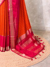 Orange and Rani pink Crepe silk saree- PBRSB4AA