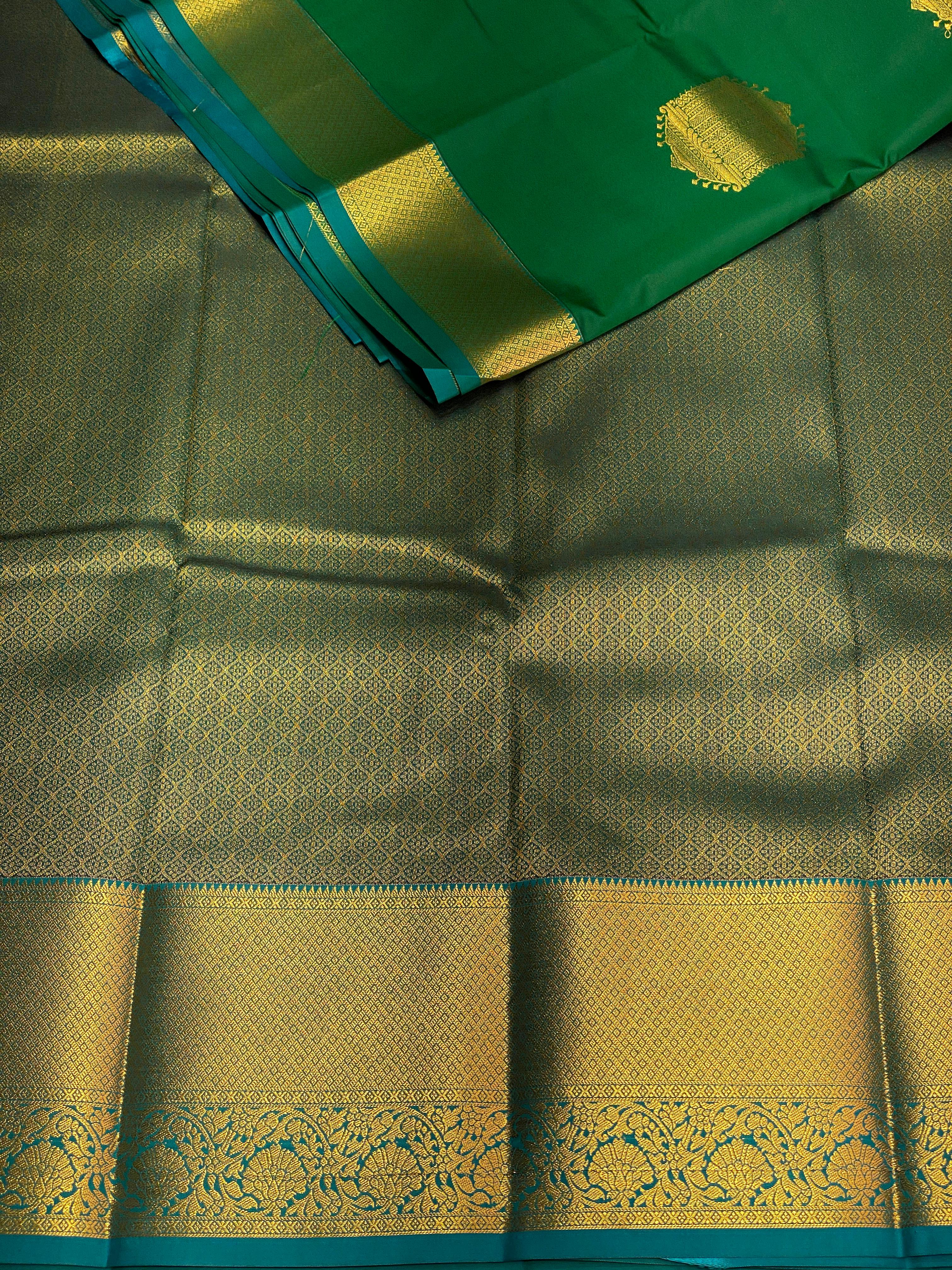 Green and blue silk saree- SS4