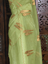 Pastal Green and gold organza silk saree- PBRRB1A