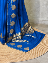 Blue crape silk saree - PBRNAK2G