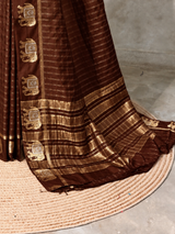 Brown Chanderi silk cotton Saree - PBRFA2E