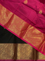 Black and magenta semi kanchipuram soft silk saree - PSSN155