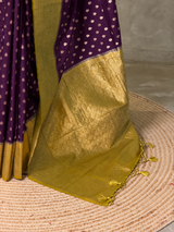 Purple and lime yellow Dola silk saree- PBRSB2H