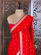 Red Mashru Banarasi silk Saree - PBRRAH2A