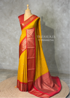 Yellow and Red Silk saree - PBRZU8B