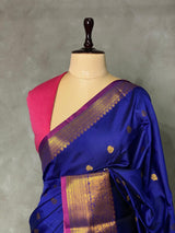 Royal blue and purple semi kanchipuram soft silk saree - PSSN2a