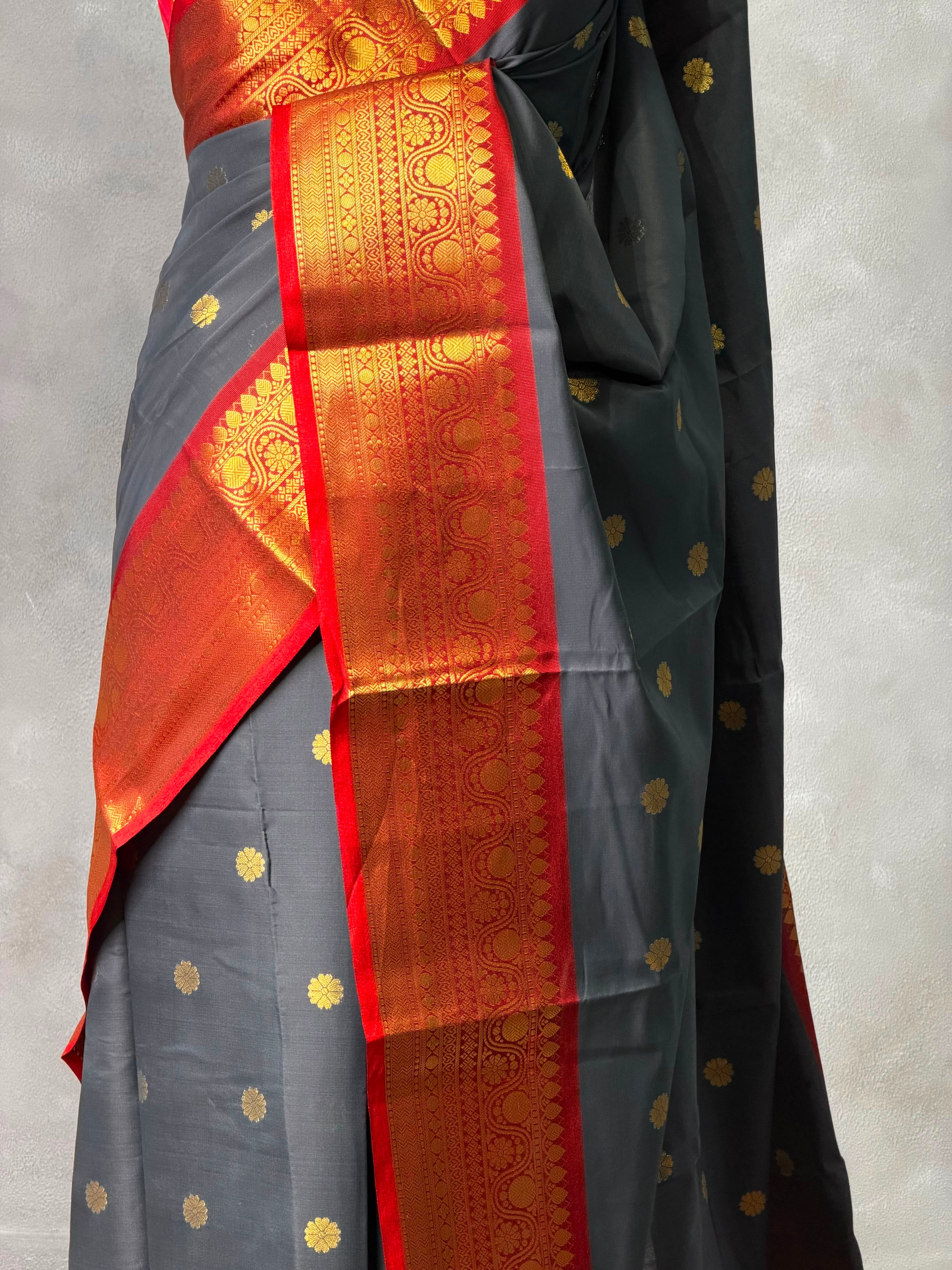Black and Red banarasi silk saree -PASILK2