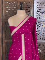 Light wine shade Mashru Banarasi silk Saree - PBRRAH2C