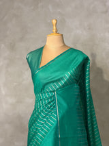 Teal Green semi tusser silk saree - PBRSS2