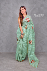 Emerald Green Pure Kora tissue Saree- PBRARSH1C