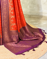 Orange and Violet Georgette saree- PBRSB1G