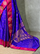 Violet and Magenta satin Banarasi silk saree - PRAZ6E