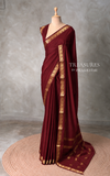 Maroon mysore crepe Silk Saree - PBRMJ1L