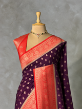 Purple and Orange Dola silk saree- PBRSB2M