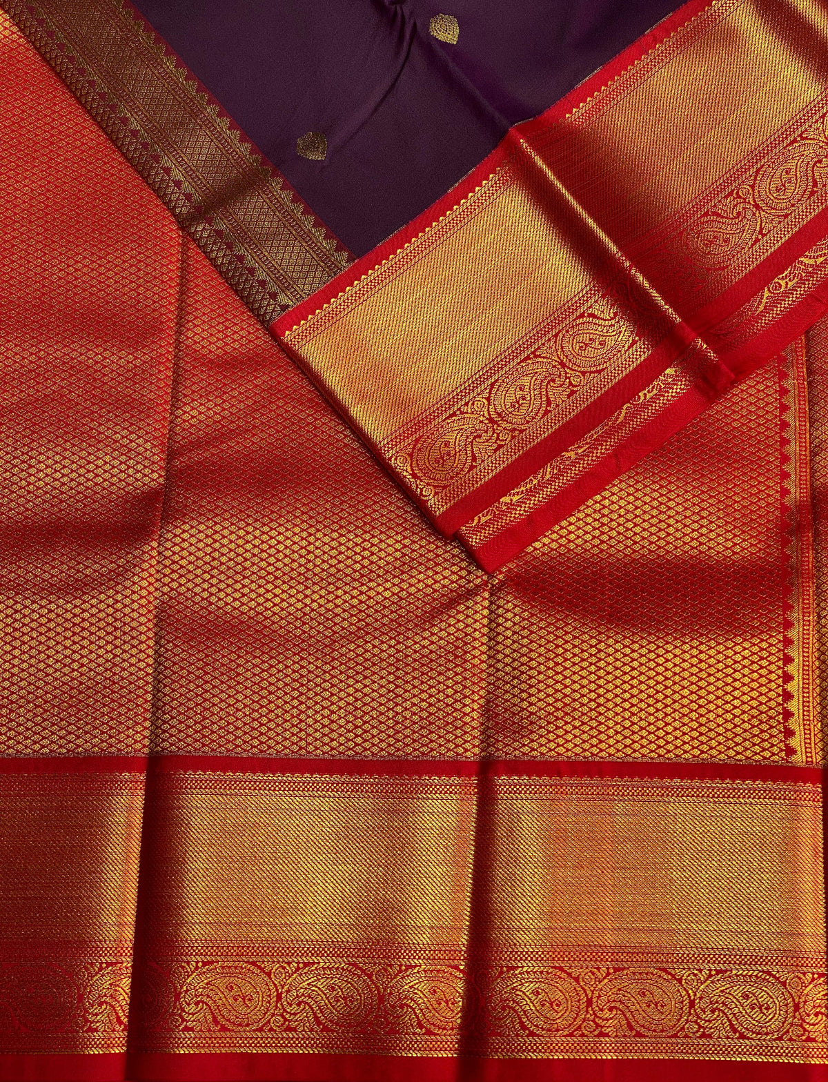 Deep Purple and Red kanchipuram silk saree- PSSR205